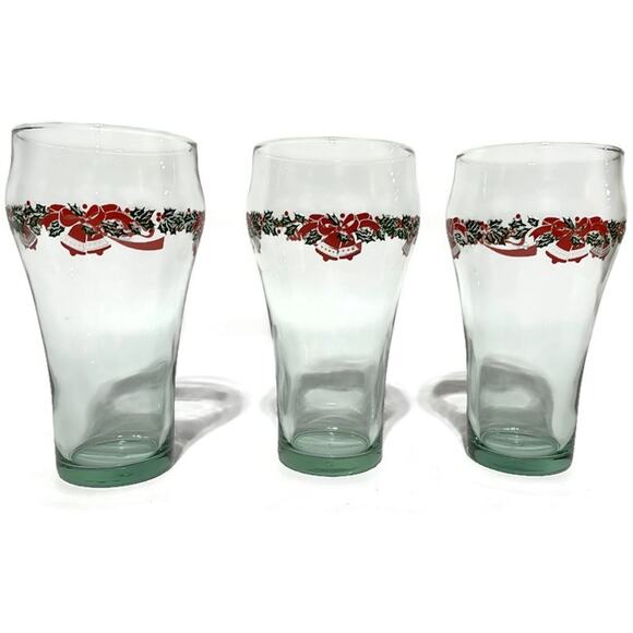 Vintage Coca-Cola Glasses With Christmas Holiday Theme Set of 3 - Picture 4 of 5